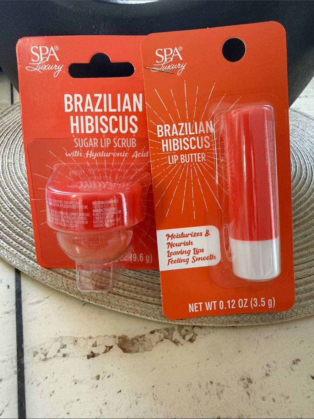 Brazilian Hibiscus Lip Butter & Sugar Lip Scrub - Spa Luxury Orange Set